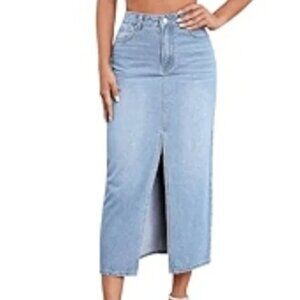 Velvet Heart Paulina Midi Jean Skirt Large